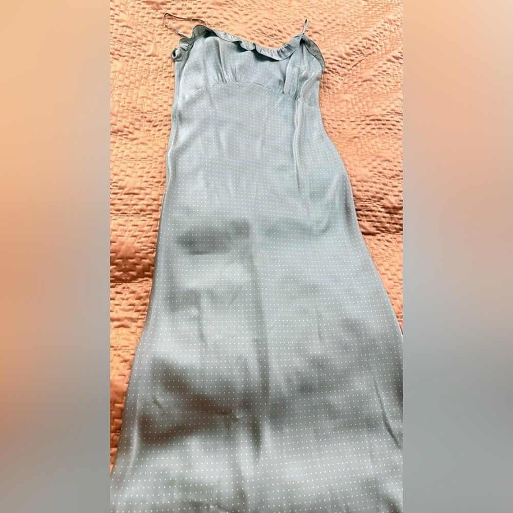 Reformation  Aribella Ruffled Polka-Dot Silk-Satin Midi Dress Size Medium - Picture 2 of 5